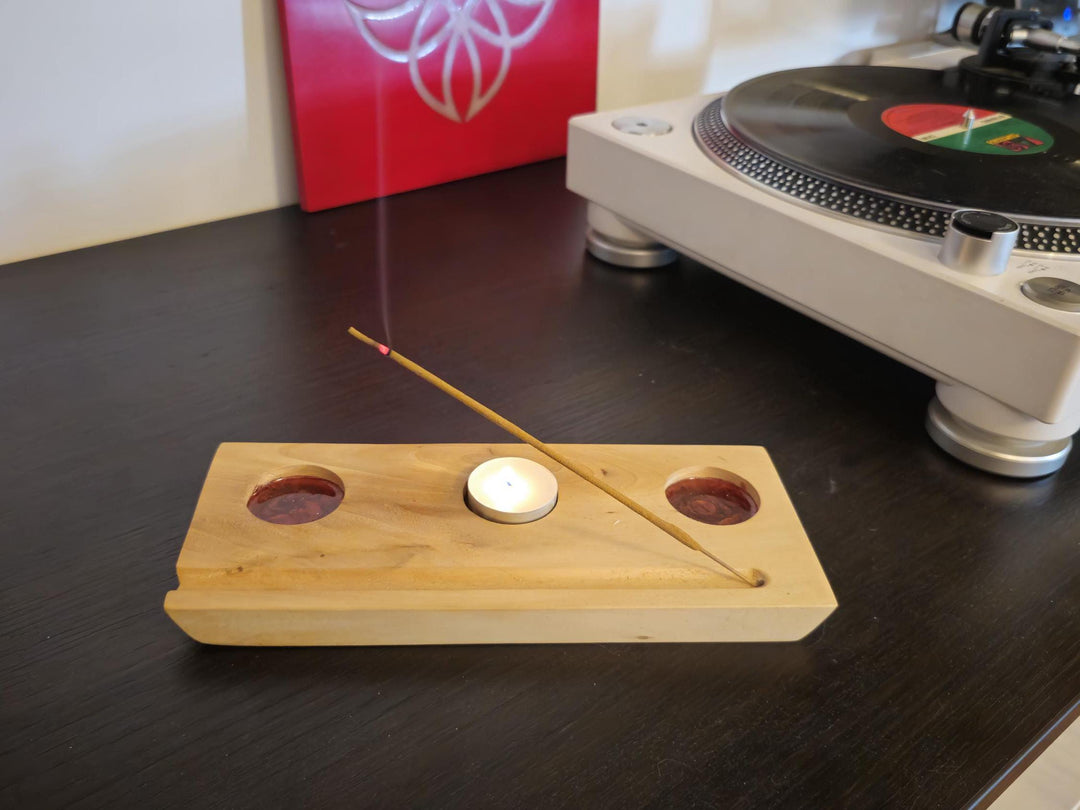 Handmade Wooden Incense Stick and Candle Holder – Minimalist Tray for Meditation, Relaxation, and Home Décor You Never Knew You Needed!"
