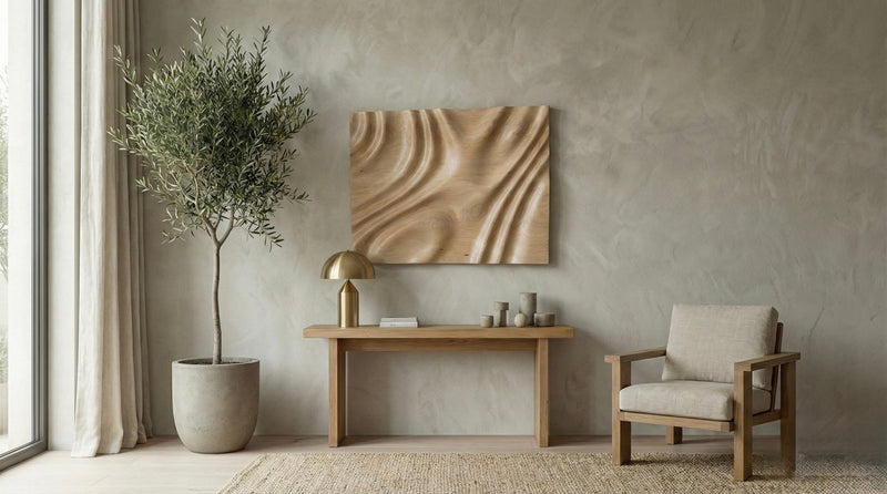 The Quiet Wave – Panel Escultural de Madera