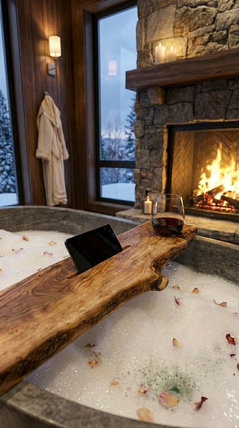 The Flow Board – Walnut Bath Tray with Resin Detail - Wood vibes only