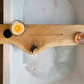 The Live Edge Board – Oak Bath Tray With Towel Holder - Wood vibes only