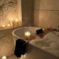 The Live Edge Board – Oak Bath Tray With Towel Holder - Wood vibes only