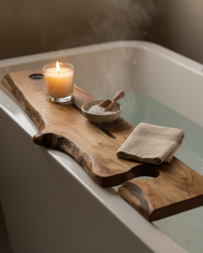 The Flow Board – Walnut Bath Tray with Resin Detail
