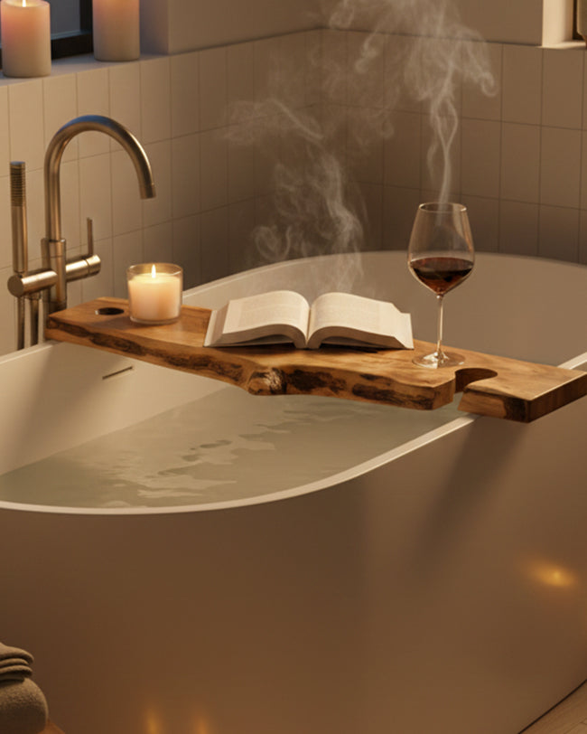 The Flow Board – Walnut Bath Tray with Resin Detail