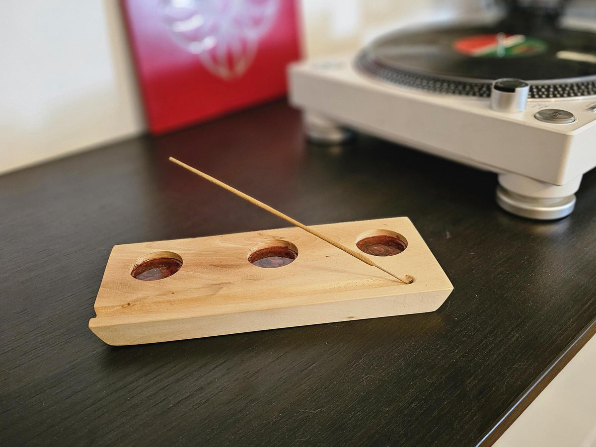 Handmade wooden incense stick and candle holder – minimalist tray for meditation, relaxation, and home décor you never knew you needed!