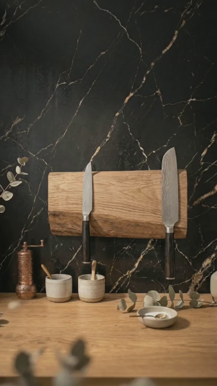 magnetic knife rack made of oak